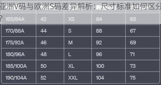 亚洲V码与欧洲S码差异解析:尺寸标准如何区分?